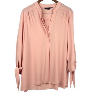 Dorothy Perkins Peach Colour Flowy V-Neck Blouse with 3/4 Tie up Sleeves 16